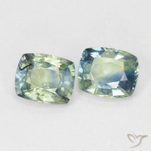 Pedras preciosas de Safira Azul verde natural de 1.45 ct, Almofada, VS