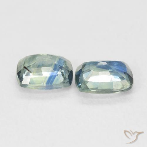 Pedras preciosas de Safira Azul verde natural de 1.45 ct, Almofada, VS