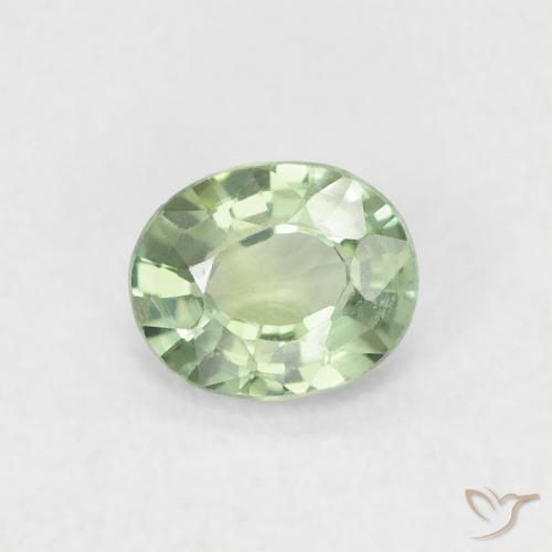 0.46ct Natural Verde Sábio Muito Claro Safira, oval, VVS-VS