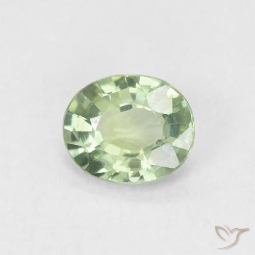 Safira Verde Sábio Muito Claro Natural 0.46ct, oval, VVS-VS