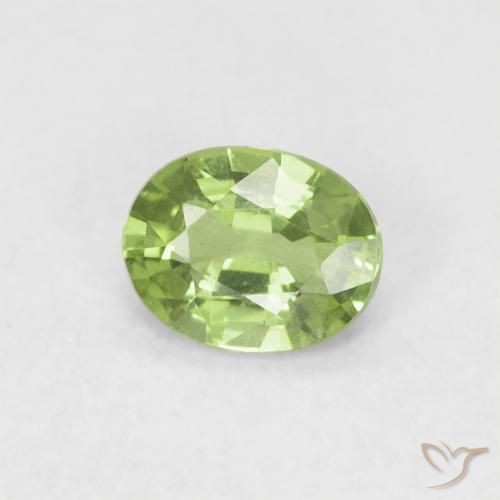 Safira verde pêra Natural 0.44ct, oval, VVS-VS