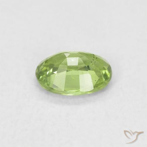 Safira verde pêra Natural 0.44ct, oval, VVS-VS
