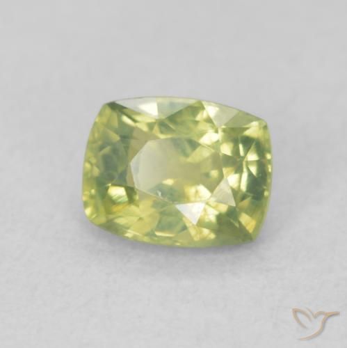 Safira Amarelo limão claro Natural 0.61ct, Almofada, VS