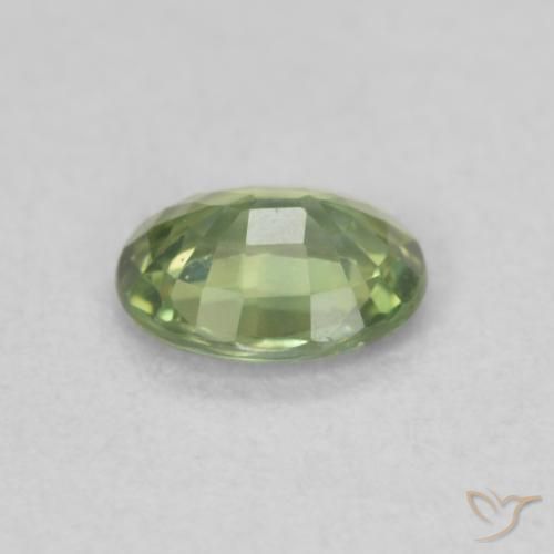 Safira verde pêra Natural 0.47ct, oval, VVS