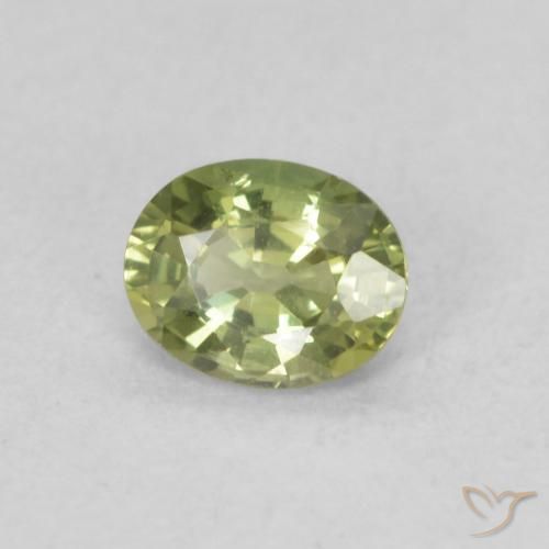 Safira Amarelo verde Natural 0.39ct, oval, VS