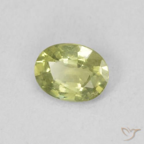 Safira Amarelo verde Natural 0.34ct, oval, VS