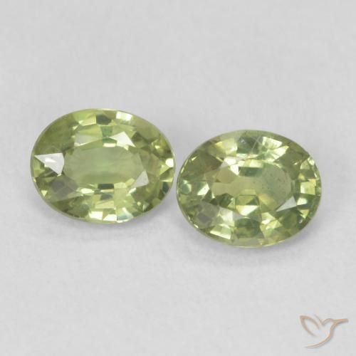 0.77ctw Natural Verde amarelado Safira, oval, VS