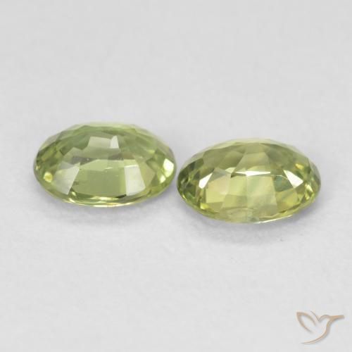 Pedras preciosas de Safira Verde amarelado natural de 0.77 ct, oval, VS