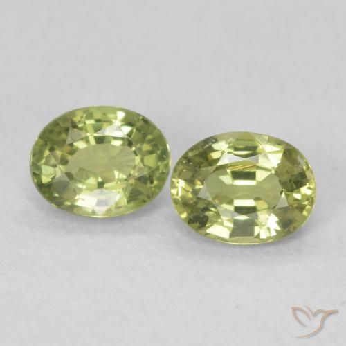 Pedras preciosas de Safira Verde amarelado natural de 0.87 ct, oval, VS