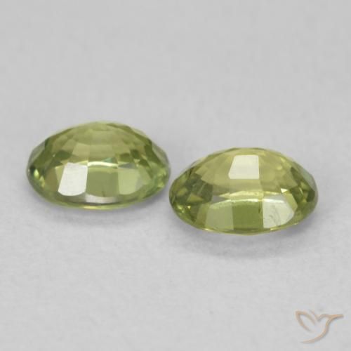 Pedras preciosas de Safira Verde amarelado natural de 0.87 ct, oval, VS