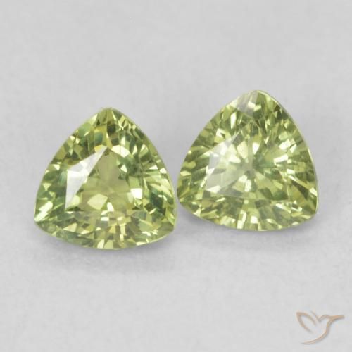 Pedras preciosas de Safira Verde amarelado natural de 0.67 ct, Trilhão, VVS-VS