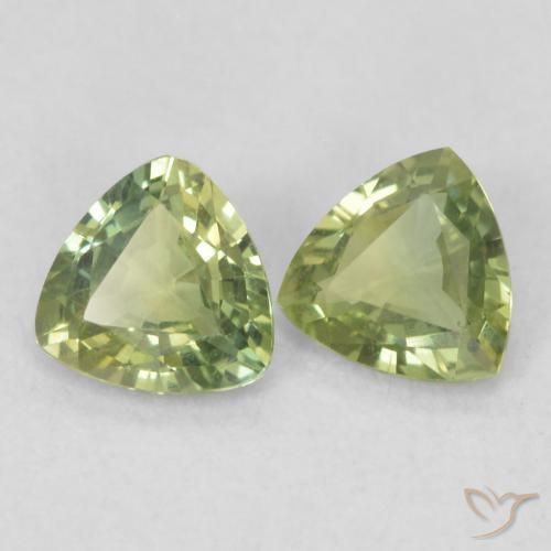 Pedras preciosas de Safira Terra Pálida Verde natural de 0.67 ct, Trilhão, VVS-VS