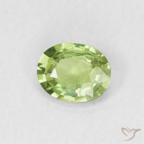Safira Amarelo verde Natural 0.38ct, oval, VVS