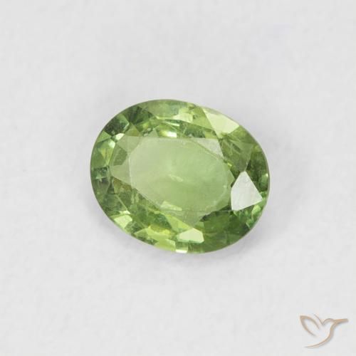 Safira verde pêra Natural 0.41ct, oval, VVS
