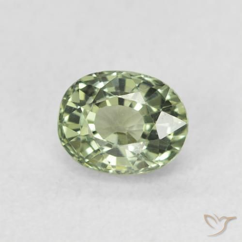 0.66ct Natural Verde acinzentado Safira, oval, VVS
