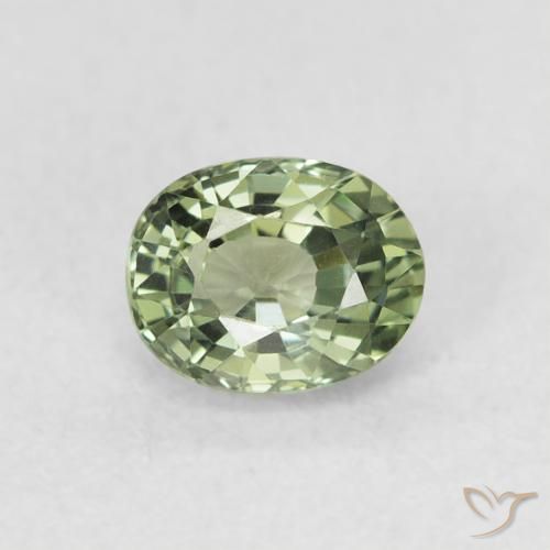 Safira Verde acinzentado Natural 0.66ct, oval, VVS