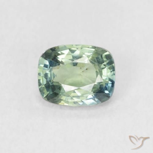 0.60ct Natural Médio Azul Verde Safira, Almofada, VVS-VS