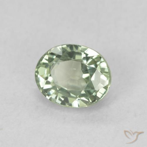 Safira Verde pálido Natural 0.59ct, oval, VVS-VS