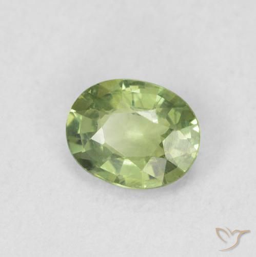 Safira verde quente Natural 0.39ct, oval, VVS-VS