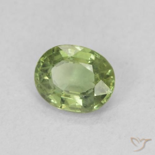 Safira verde quente Natural 0.45ct, oval, VVS-VS