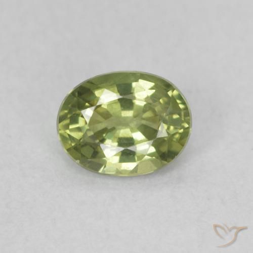 Safira Verde amarelado Natural 0.47ct, oval, VVS-VS