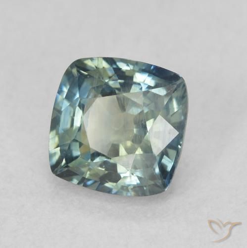 Safira Azul verde Natural 0.87ct, Almofada, VS