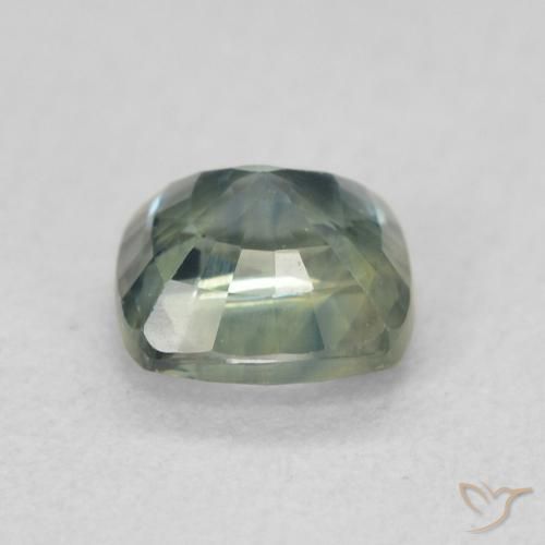 Safira Azul verde Natural 0.87ct, Almofada, VS