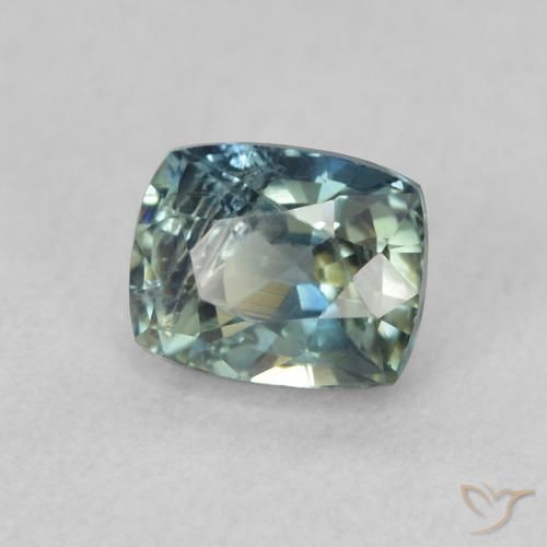 Safira Azul verde Natural 0.74ct, Almofada, VS