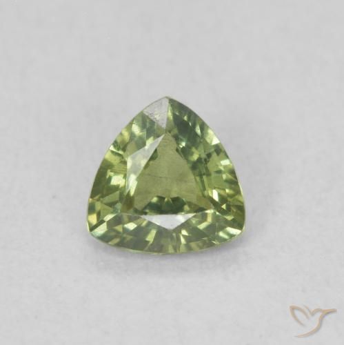 0.35ct Natural Verde amarelado Safira, Trilhão, VVS-VS