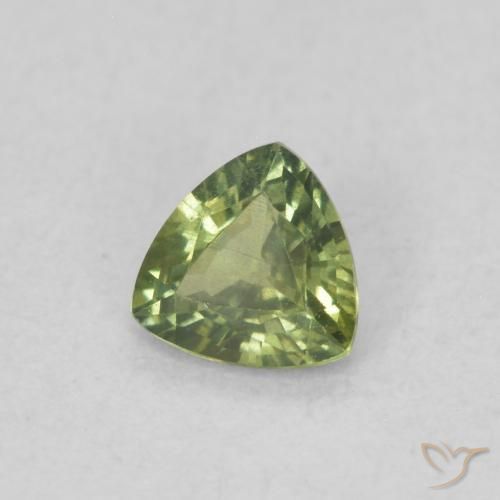 Safira Verde amarelado Natural 0.35ct, Trilhão, VVS-VS