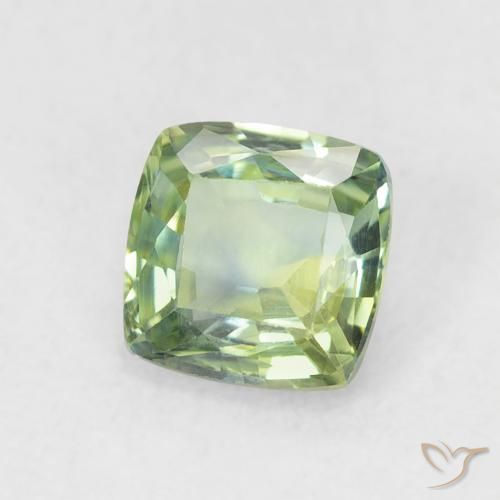 Safira Verde médio Natural 0.79ct, Almofada, VVS