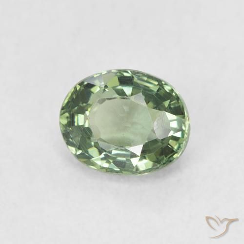 Safira verde escuro Natural 0.62ct, oval, VVS-VS