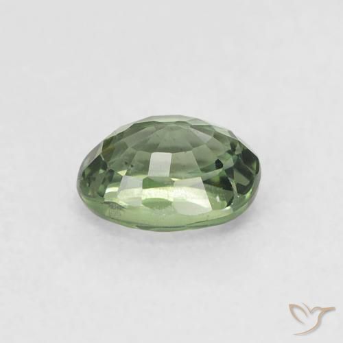Safira verde escuro Natural 0.62ct, oval, VVS-VS