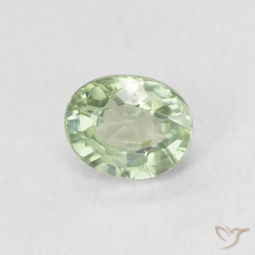 Safira Verde muito claro Natural 0.60ct, oval, VVS-VS