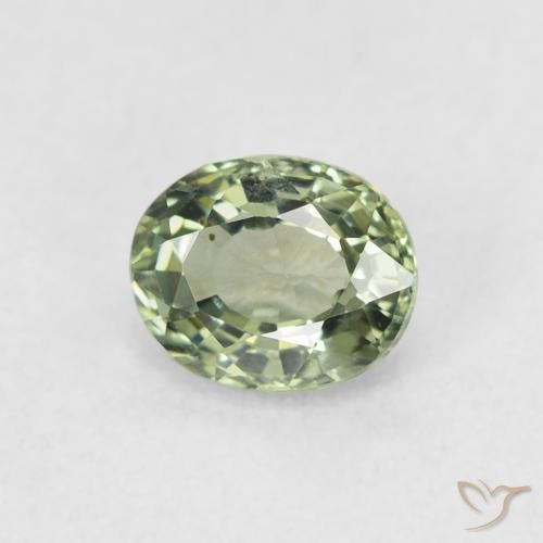 0.60ct Natural Verde Sálvia Safira, oval, VVS-VS