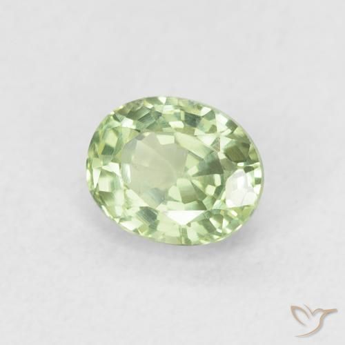 Safira Verde Sábio Muito Claro Natural 0.63ct, oval, VVS-VS