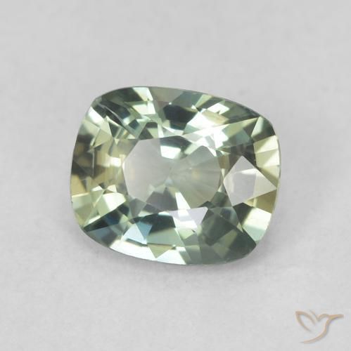 Safira Azul verde Natural 0.69ct, Almofada, VVS-VS