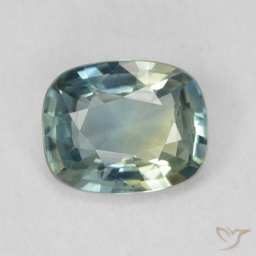 0.79ct Natural Azul verde Safira, Almofada, VVS-VS