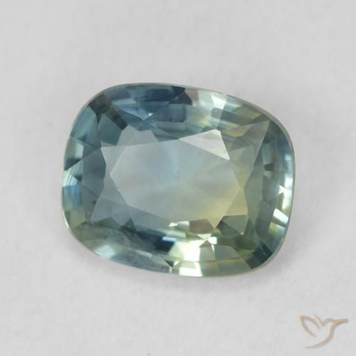 Safira Azul verde Natural 0.79ct, Almofada, VVS-VS