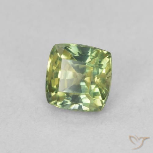 Safira Verde médio Natural 0.54ct, Almofada, VVS-VS