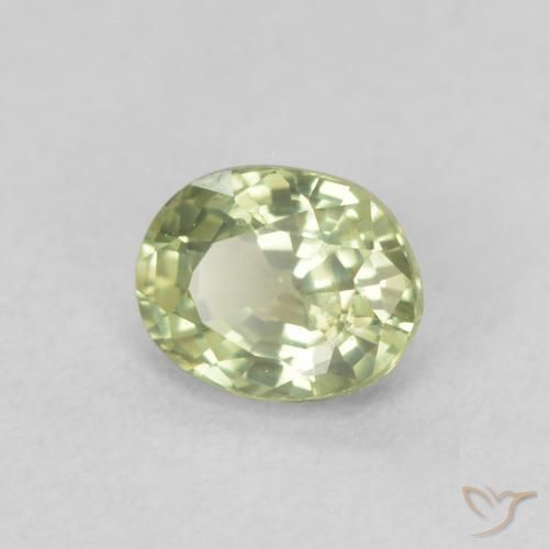 Safira verde quente Natural 0.53ct, oval, VS