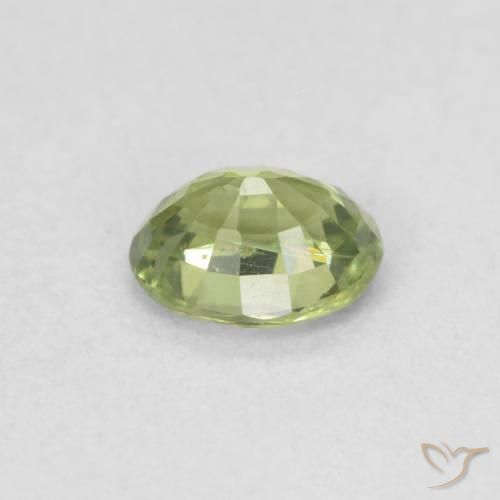 Safira Verde amarelado Natural 0.42ct, oval, VS