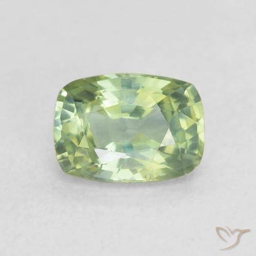 0.84ct Natural Verde Sábio Muito Claro Safira, Almofada, VS