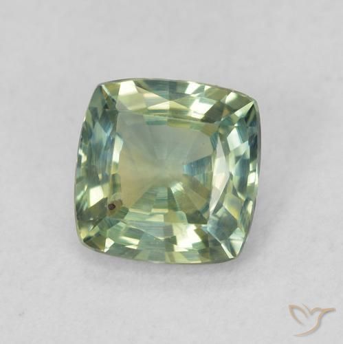 Safira Médio Azul Verde Natural 0.72ct, Almofada, VVS