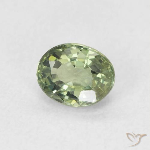 Safira Verde acinzentado Natural 0.62ct, oval, VVS