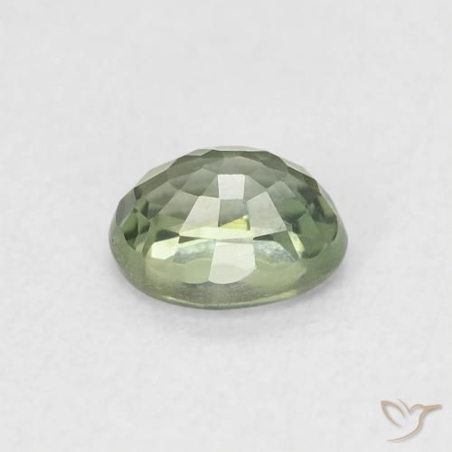 Safira Verde acinzentado Natural 0.62ct, oval, VVS