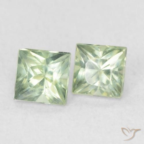 Pedras preciosas de Safira Verde pálido natural de 0.45 ct, Quadrado, VS
