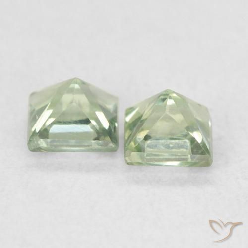 Pedras preciosas de Safira Verde pálido natural de 0.45 ct, Quadrado, VS