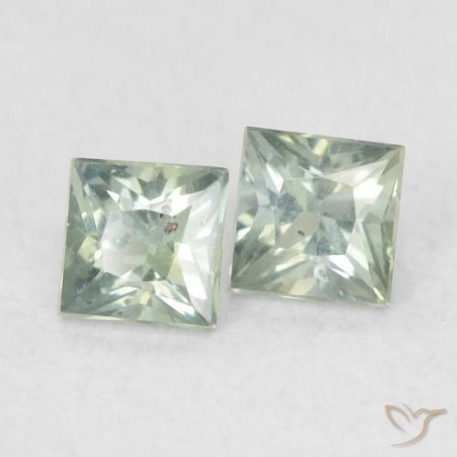 Pedras preciosas de Safira cinza esverdeado natural de 0.44 ct, Quadrado, VS