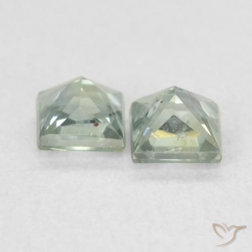 Pedras preciosas de Safira cinza esverdeado natural de 0.44 ct, Quadrado, VS